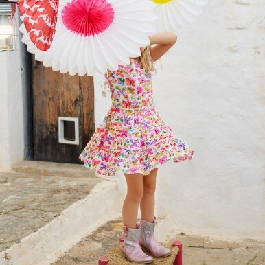 Medvilninė suknelė "Drugeliai"