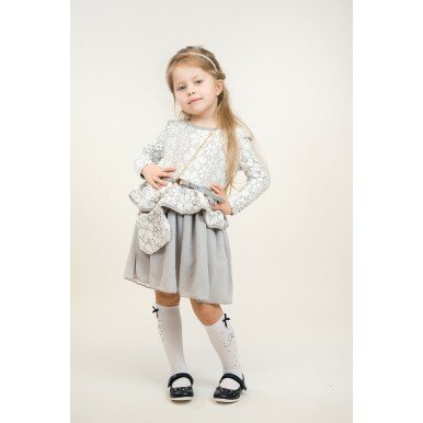 Puošni suknelė su rankinuku "Gėlių ažūras"