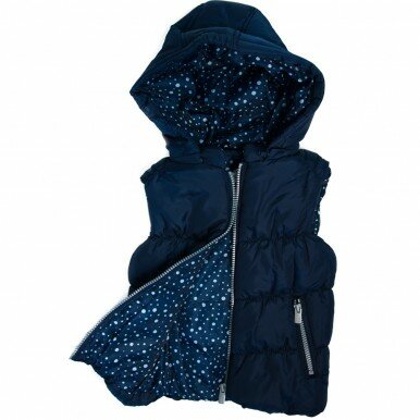 Tamsiai mėlynos spalvos, pašiltinta liemenė 